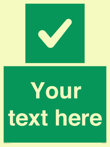 Custom green background, green square with tick sign